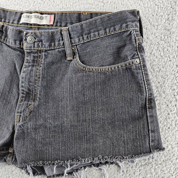 Levis Shorts Womens 38 Black 514 Slim Straight‎ Denim Cutoff Distress Frayed Hem - Picture 3 of 15